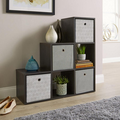 Home Source 6 Cube Staircase Storage Bookcase Shelf Unit Black by B&Q ...