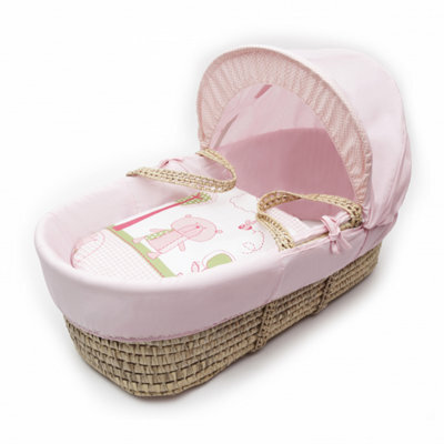Kinder Valley Tiny Ted Pink Baby Baby Moses Basket Bedding Set Gift For ...