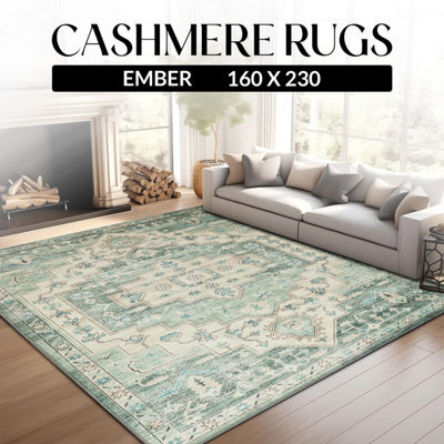 Ameha Non Slip Traditional Rug 160 X 230 Cm Large Area
