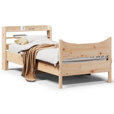 Berkfield Bed Frame With Headboard 90X200 Cm Solid Wood Pine by B&Q ...