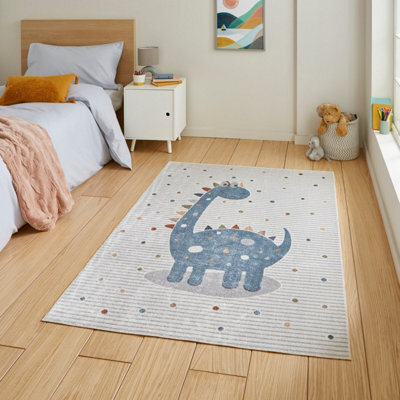 Multicolour Animal 40mm Pile Kids Stain-Resistant Rug For Bedroom ...