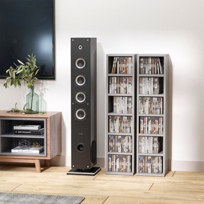 Cd System Unit Homcom Set Of 2 Cd Storage Units With Adjustable Shelves Grey by B&Q ...