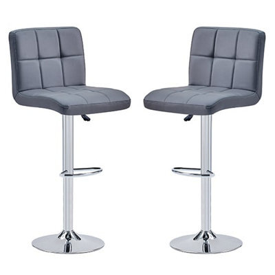 Furniture In Fashion Coco Grey Faux Leather Bar Stools With Chrome Base ...