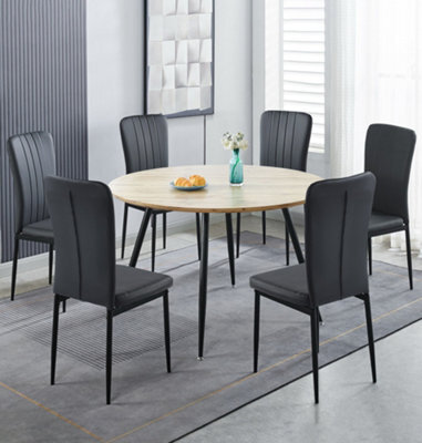 Hallowood Furniture Cullompton Large Round Dining Table 120Cm With 6 ...