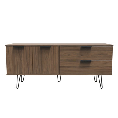 Fuji 2 Drawer 2 Door Wide Sideboard In Carini Walnut (Ready