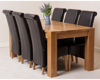 That's Furniture Kuba 180 X 90 Cm Chunky Oak Dining Table And 6 Chairs Dining Set With Montana ...