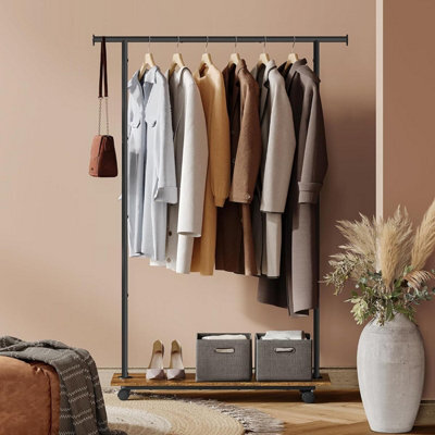 Durnish Rack Songmics Portable Clothes Rack, Clothing Rack On Wheels, Metal Clothes ...