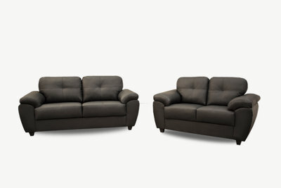 Furniture Stop - Solaro Range 3+2 Seater Leather Sofa Set by B&Q