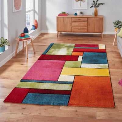 Multicolor Geometric Rug Modern Polypropylene Multi Geometric Rug-80Cm X 150Cm by B&Q | uFurnish.com