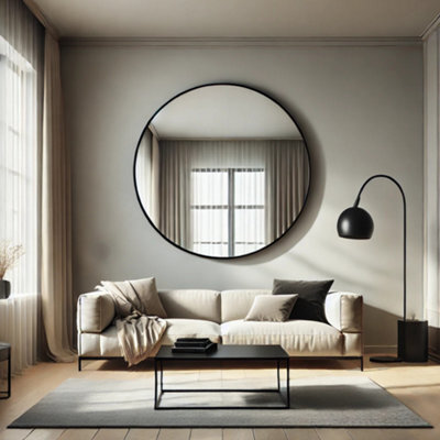 Jōbū Jobu Home - Rei, Extra Large Round Black Metal Circle Mirror ...