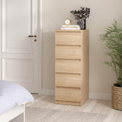 Tvilum Esla Matt Jackson Hickory 5 Drawer Tall Chest (H)1113mm (W