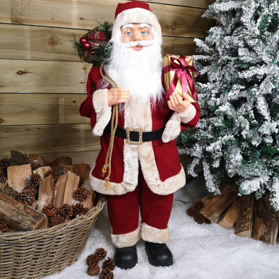Samuel Alexander 90Cm Luxury Standing Red Suit Santa Indoor Father