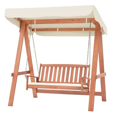 Costway Outdoor 2-Seat Swing Bench Patio Wood Porch Swing W/ Canopy ...