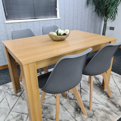 Kitchen Dining Table With 4 Chairs Dining Table Room Set 4 Wooden Oak ...