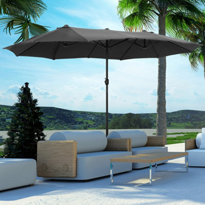 Outsunny 4.6M Garden Patio Umbrella Canopy Parasol Sun Shade W/ Base ...