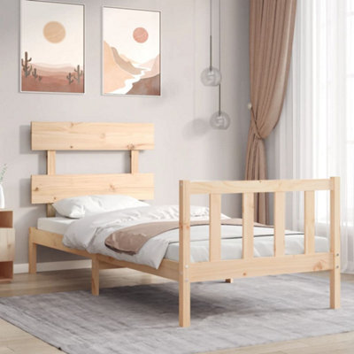 Berkfield Bed Frame With Headboard 90X200 Cm Solid Wood by B&Q ...