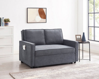 Home Detail Hugo 2 Seater Sofa Bed Pull Out Linen Fabric, Blue by B&Q ...