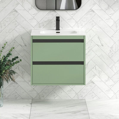 Royal Bathrooms Orion 600mm Mint Green 2 Drawer Wall Hung Vanity Unit ...