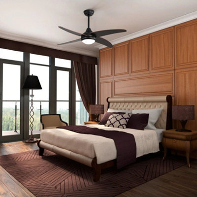 Living And Home Dark Brown 4 Blade Black Ceiling Fan Lights With Remote ...