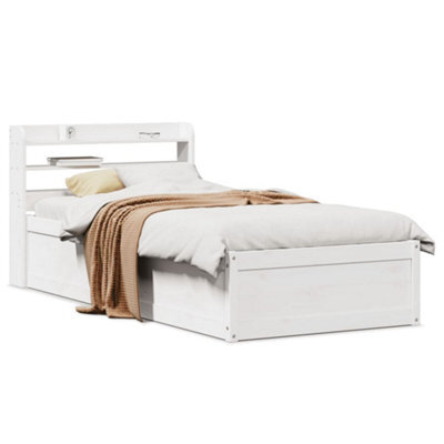 Berkfield Bed Frame With Headboard White 90X200 Cm Solid Wood Pine by B ...