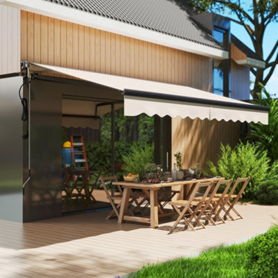 Outsunny 3.5 X 3(M) Electric Retractable Awning W/ Aluminium Frame ...