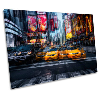 CanvasGeeks Taxis In New York City Modern Abstract Canvas Wall Art ...