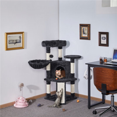 Yaheetech Black Multi Level Cat Tree With Natural Sisal Scratching ...