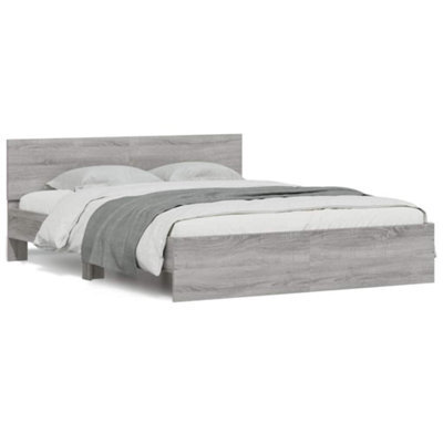 Berkfield Bed Frame With Headboard And Led Grey Sonoma 150X200 Cm King ...