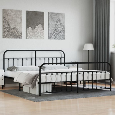 Berkfield Metal Bed Frame With Headboard And Footboard Black 193X203 Cm ...