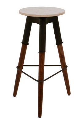 Orsina Stylish 3 Leg Bar Stool With Wood Top, Counter Seat With ...