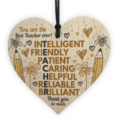 Red Ocean Best Teacher Thank You Gifts Wooden Heart Sign Gift For ...