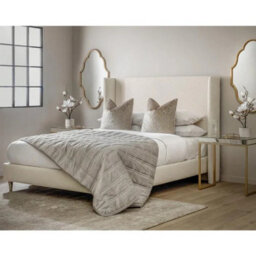 Stratus Interiors Teddy Boucle Fabric Luxurious Wing Back Bed Frame-Add ...
