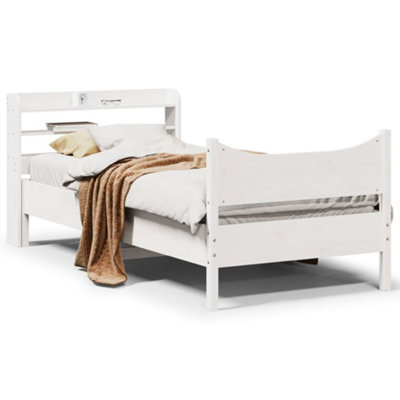 Berkfield Bed Frame With Headboard White 90X200 Cm Solid Wood Pine by B ...