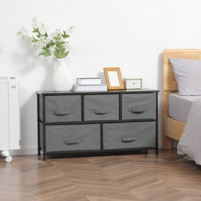 HOMCOM Chest of Drawers with 7 Dresser Drawers for Home Bedroom, Dark Grey