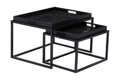 Orsina Set Of 2 Nesting Tables, Rectangular Tempered Glass Tops With ...