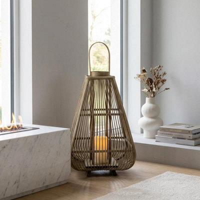 Garden Greatness Extra Large Natural Bamboo Led Lantern by B&Q