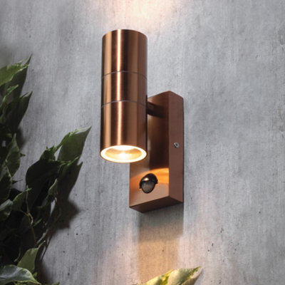 Litecraft Kenn Copper Up And Down Outdoor Wall Light With Pir Sensor by ...