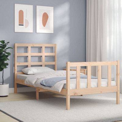 Berkfield Bed Frame With Headboard 90X200 Cm Solid Wood by B&Q ...