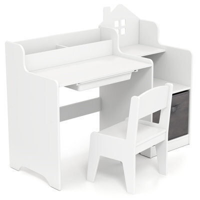 Costway Kids Study Desk And Chair Set Children Study Table W/ Open ...