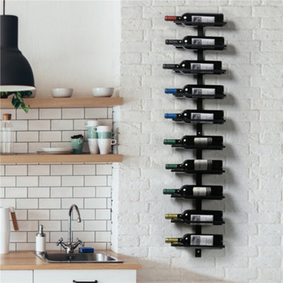 Yaheetech 10 Bottle Wall Mounted Wine Rack Black by B&Q | ufurnish.com