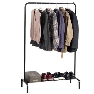 House Of Home Clothes Rail Heavy Duty Single Rack Black Freestanding ...