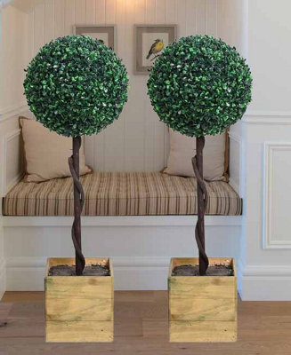 Prime Plus Pair Of 3Ft Artificial Plants Boxwood Topiary Ball Trees by ...