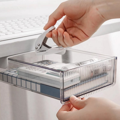 Thehotsale Hidden Under Table Storage Drawer Desk Organizer Box Mount