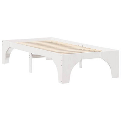 Berkfield Stylish Floor Bed Frame With Storage White Solid Pine Wood by ...