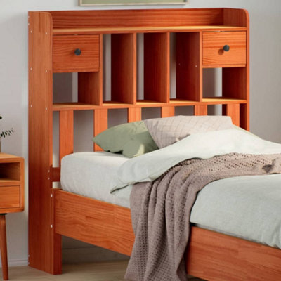 Berkfield Headboard With Storage Wax Brown 100 Cm Solid Wood Pine by B ...
