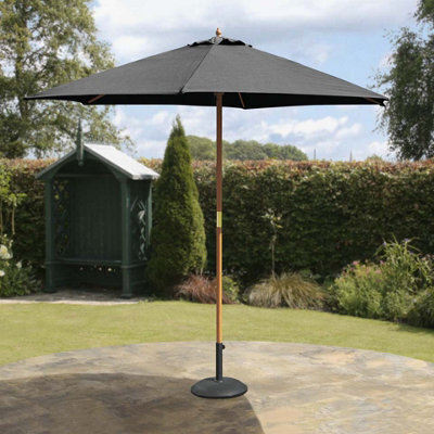 Suntime Garden 2.7M Black Outdoor Hardwood Market Parasol - Pulley ...