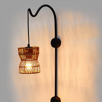 Living And Home 90Cm H E27 Bulb Base Sand Black Twist Paper Rope ...
