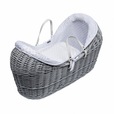 Kinder Valley Couffin Palme Blanc Dimple - Panier Osier Naturel Avec Matelas Respirant