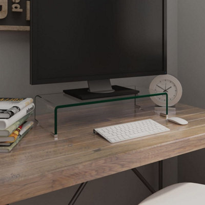 Berkfield Tv Stand/monitor Riser Glass Clear 60X25X11 Cm by B&Q ...