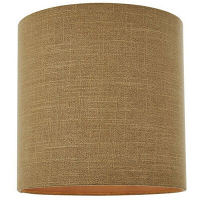 "12"" Round Drum Lamp Shade Brown Heavy Weave Fabric Modern Simple ...